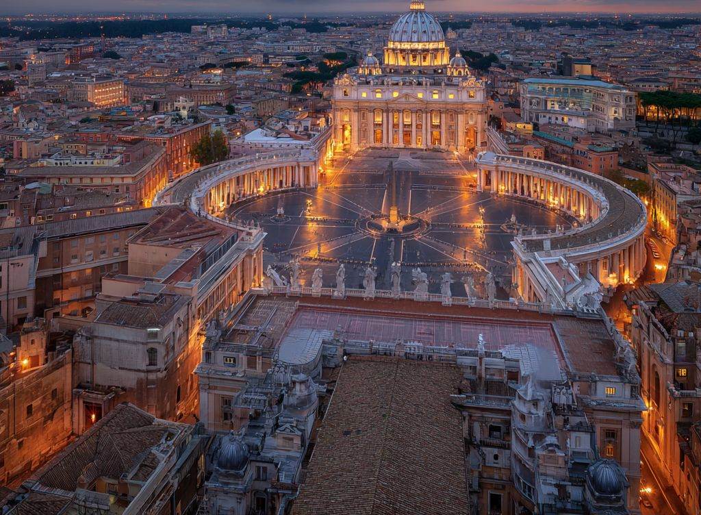 St. Peter's Basilica at dusk